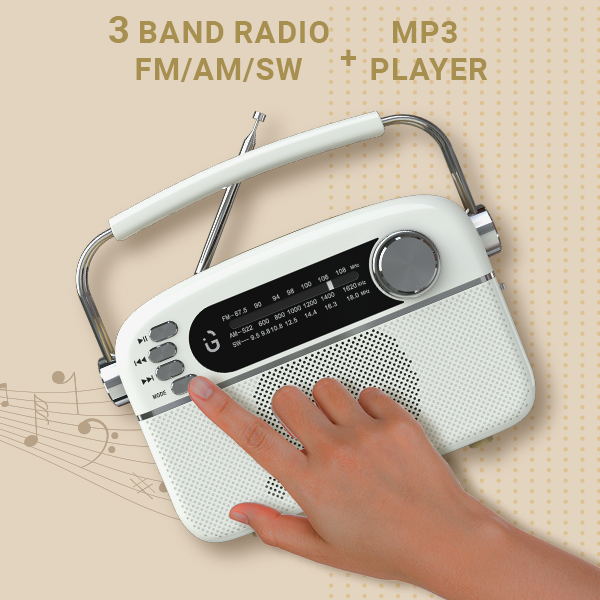 Draagbare radio's, kleine retro vintage radio, bluetooth, op AA-batterijen, radio of stekker in de muur, ondersteuning SD-kaart AUX USB MP3-speler voor thuis en buiten (wit Draagbare radio's, kleine retro vintage radio, bluetooth, op AA-batterijen, radio of stekker in de muur, ondersteuning SD-kaart AUX USB MP3-speler voor thuis en buiten (wit